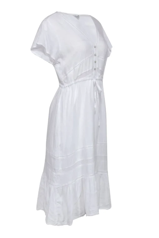 Rails - Ivory Short Sleeve Drawstring Midi Dress Sz M