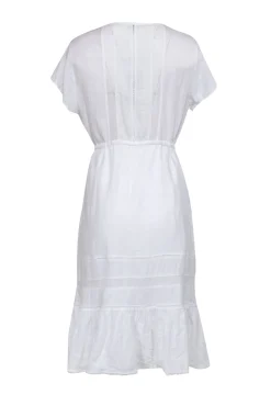 Rails - Ivory Short Sleeve Drawstring Midi Dress Sz M