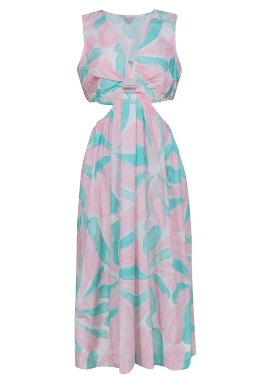 Rails - Pink & Turquoise Print Cut-Out Maxi Dress Sz M