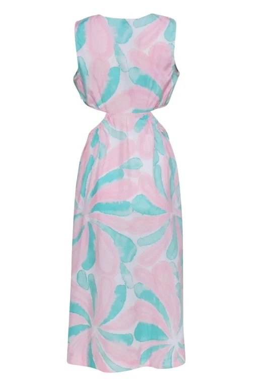Rails - Pink & Turquoise Print Cut-Out Maxi Dress Sz M