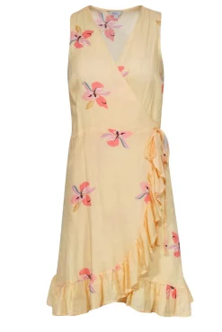 Rails - Yellow Floral Wrap Dress w/ Ruffled Hem Sz S