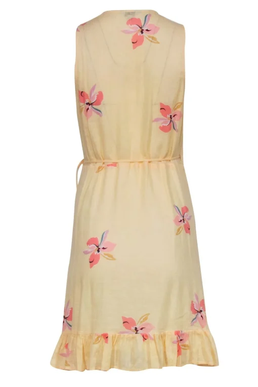 Rails - Yellow Floral Wrap Dress w/ Ruffled Hem Sz S