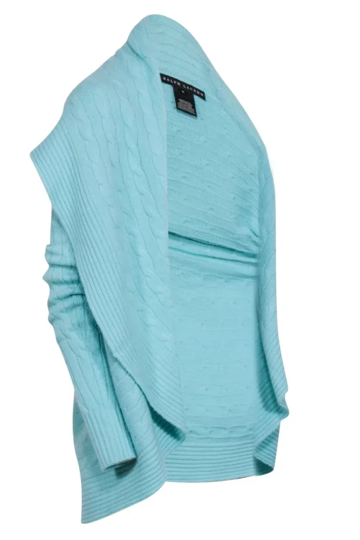 Ralph Lauren - Aqua Blue Open-Front Cashmere Cardigan Sz M