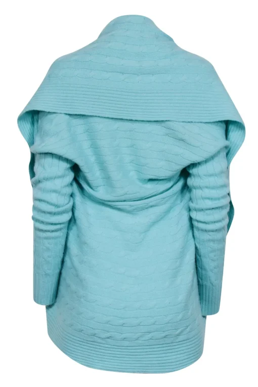 Ralph Lauren - Aqua Blue Open-Front Cashmere Cardigan Sz M