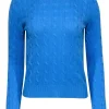 Ralph Lauren - Cornflower Crewneck Cashmere Cable Knit Sweater Sz M