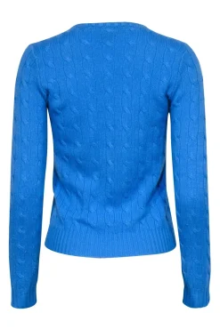 Ralph Lauren - Cornflower Crewneck Cashmere Cable Knit Sweater Sz M