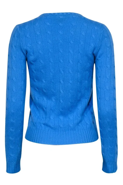 Ralph Lauren - Cornflower Crewneck Cashmere Cable Knit Sweater Sz M