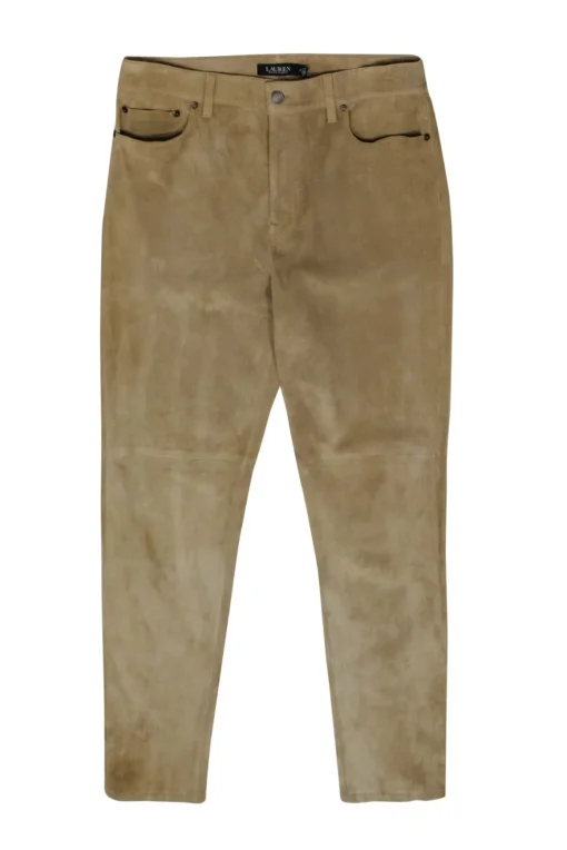 Ralph Lauren Black Label - Tan Suede Skinny Leg Pants Sz 12