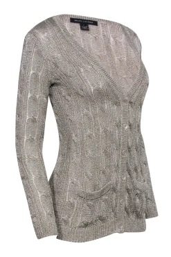 Ralph Lauren Black Label - Gold Metallic Knit Cardigan Sz XS