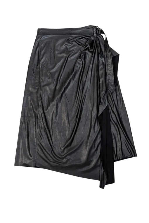 Ramy Brook - Black Faux Leather Wrap Skirt Sz 4