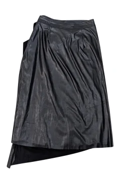 Ramy Brook - Black Faux Leather Wrap Skirt Sz 4