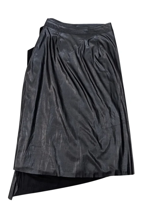 Ramy Brook - Black Faux Leather Wrap Skirt Sz 4