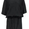 Ramy Brook - Black Flutter Sleeve Drop-Waist Dress Sz M