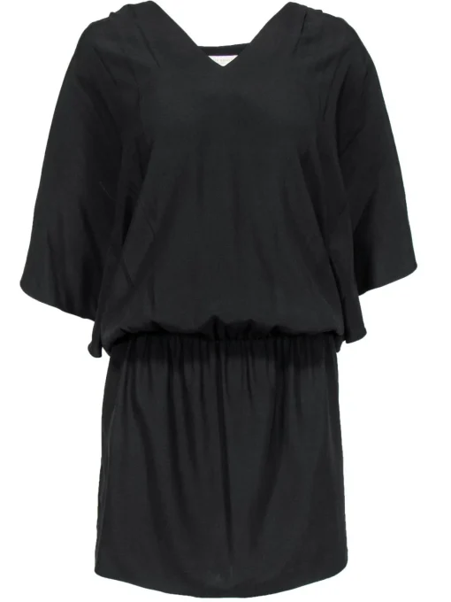 Ramy Brook - Black Flutter Sleeve Drop-Waist Dress Sz M