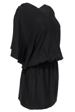 Ramy Brook - Black Flutter Sleeve Drop-Waist Dress Sz M
