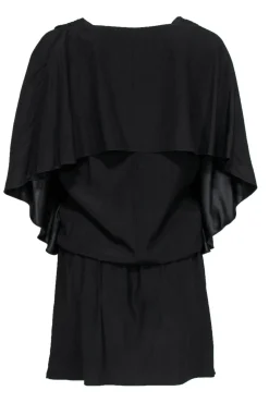 Ramy Brook - Black Flutter Sleeve Drop-Waist Dress Sz M
