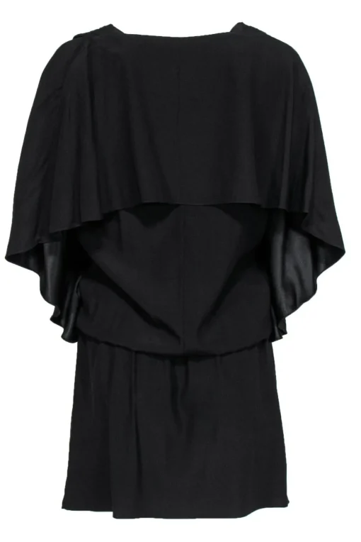 Ramy Brook - Black Flutter Sleeve Drop-Waist Dress Sz M