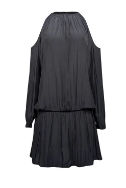 Ramy Brook - Black Satin Cold Shoulder Dress Sz M