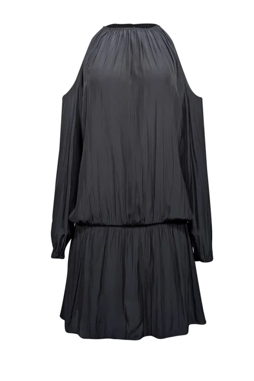 Ramy Brook - Black Satin Cold Shoulder Dress Sz M
