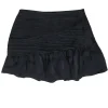Ramy Brook - Black Satin Ruched Drop Waist Mini Skirt Sz 8