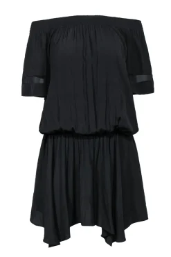 Ramy Brook - Black Silk Off-the-Shoulder Fitted Dress Sz M