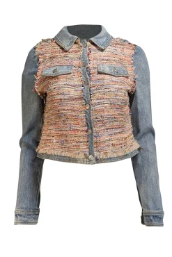 Ramy Brook - Blue & Multicolor Tweed Denim Jacket Sz XS