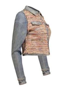 Ramy Brook - Blue & Multicolor Tweed Denim Jacket Sz XS