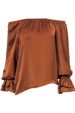 Ramy Brook - Copper Satin Off The Shoulder Blouse Sz XS