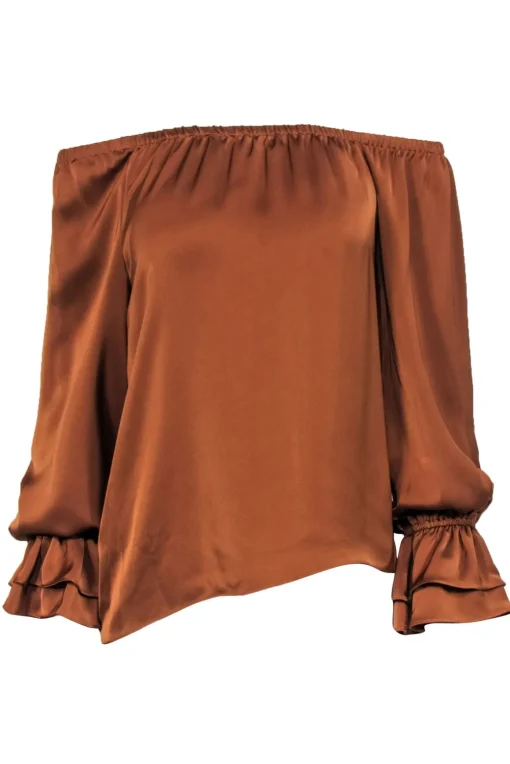 Ramy Brook - Copper Satin Off The Shoulder Blouse Sz XS