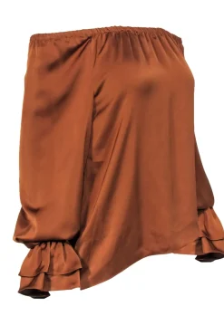 Ramy Brook - Copper Satin Off The Shoulder Blouse Sz XS