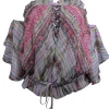 Ramy Brook - Green, Pink, & White Sequin Embroidered Off-the-Shoulder Top Sz XS
