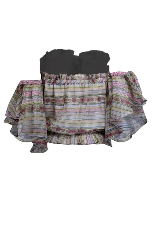 Ramy Brook - Green, Pink, & White Sequin Embroidered Off-the-Shoulder Top Sz XS