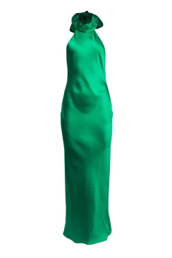 Ramy Brook - Green Satin High Neck "Tatiana" Gown Sz 2