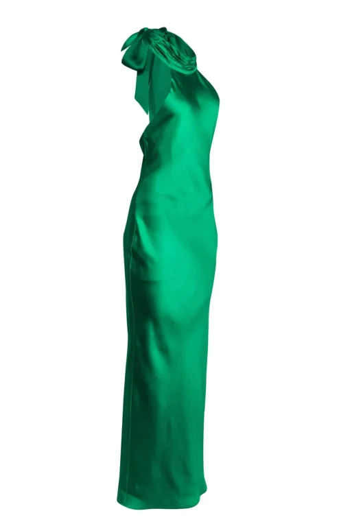 Ramy Brook - Green Satin High Neck "Tatiana" Gown Sz 2