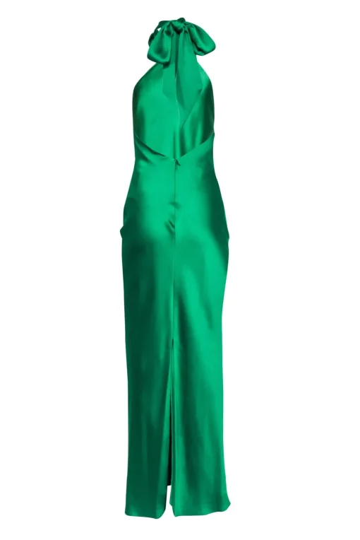 Ramy Brook - Green Satin High Neck "Tatiana" Gown Sz 2
