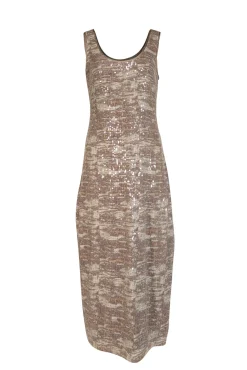Ramy Brook - Grey & Taupe Print Sequin Sleeveless "Artie" Dress Sz L