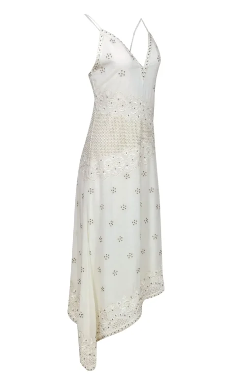 Ramy Brook - Ivory Embellished Plunge Neck Maxi Dress Sz 2