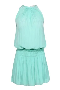 Ramy Brook - Light Green Satin Smocked Drop Waist Dress Sz XXS