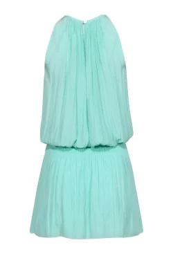 Ramy Brook - Light Green Satin Smocked Drop Waist Dress Sz XXS