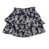 Ramy Brook -  Navy & Taupe Floral Print Silk Mini Skirt Sz XS