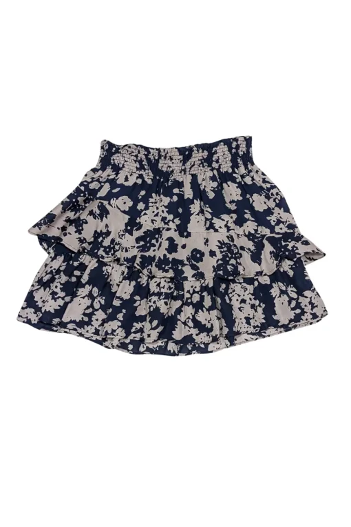 Ramy Brook -  Navy & Taupe Floral Print Silk Mini Skirt Sz XS