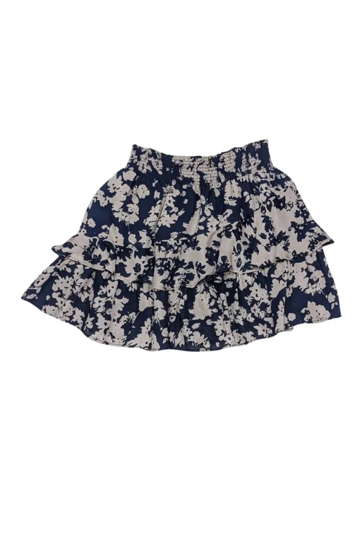 Ramy Brook -  Navy & Taupe Floral Print Silk Mini Skirt Sz XS