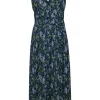 Ramy Brook - Navy, Purple, & Green Floral Print Sleeveless Dress Sz S