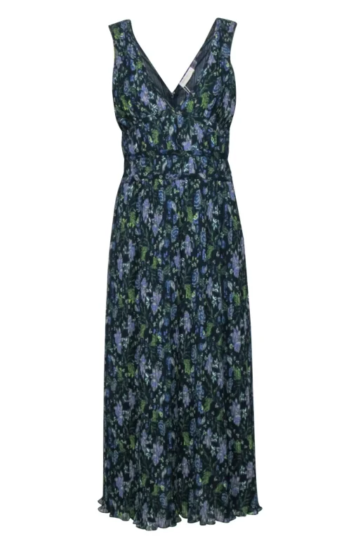 Ramy Brook - Navy, Purple, & Green Floral Print Sleeveless Dress Sz S
