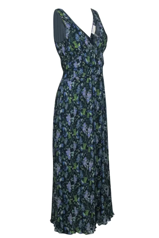 Ramy Brook - Navy, Purple, & Green Floral Print Sleeveless Dress Sz S