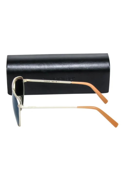 Randolph - Gold Frame Aviator Sunglasses w/ Blue Lenses