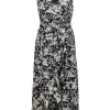 Rebecca Minkoff - Black & Cream Floral Ruffled Faux Wrap "Assia" Maxi Dress Sz M
