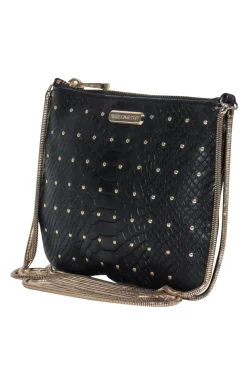 Rebecca Minkoff - Black Reptile Leather Studded Crossbody w/ Double Chain Strap