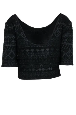 Rebecca Minkoff - Black Sparkly Aztec Textured Cropped 
