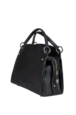 Rebecca Minkoff - Black Textured Leather Satchel Bag